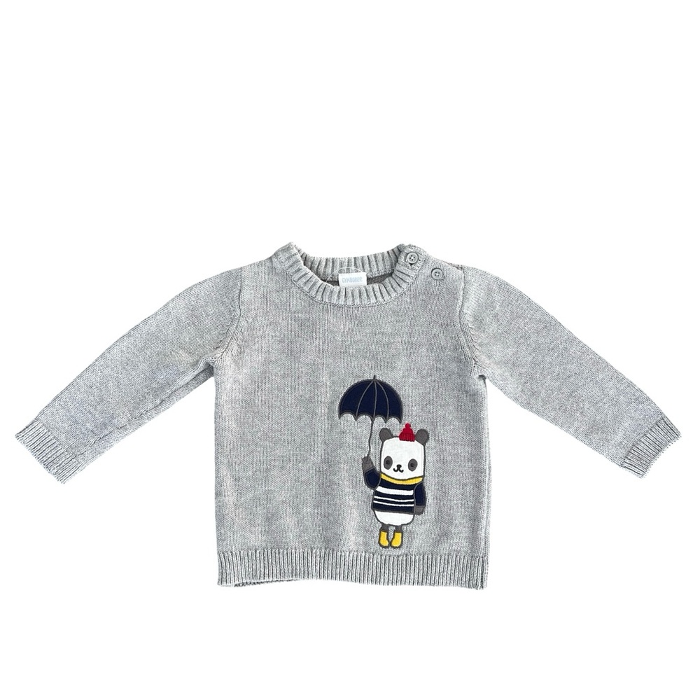 Gymboree Gray Baby Boy Sweater with Panda Design. NWT. Size 6-12 months.